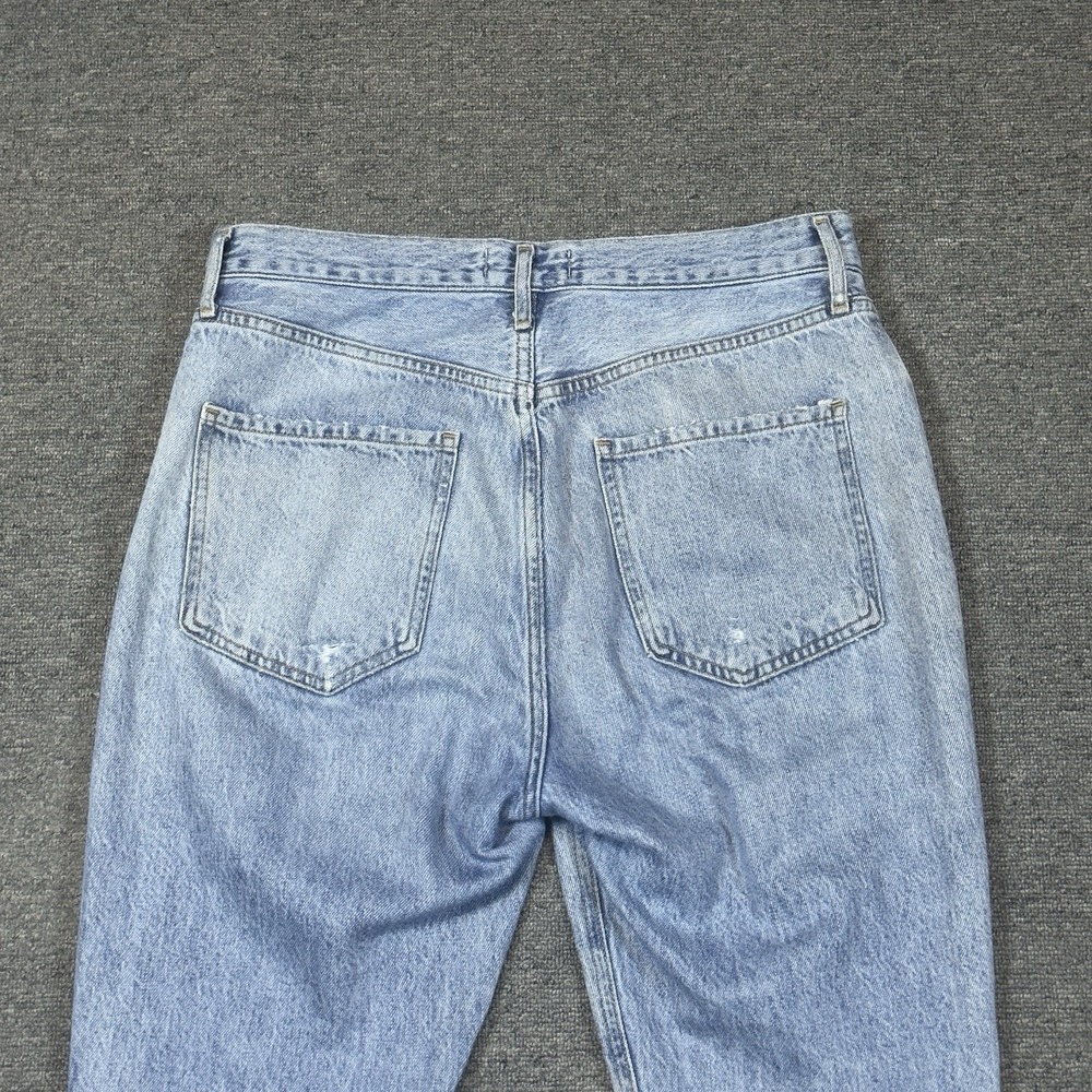 Agolde Riley Jeans Size 28 Light Denim Distressed Cropped High Rise Button Fly - Picture 4 of 15